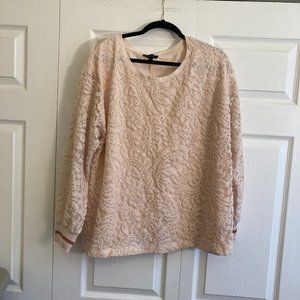 Lane Bryant Women's Plus Size Shirt Top Lace Long Sleeves Pink Cuff Sleeve 18/20